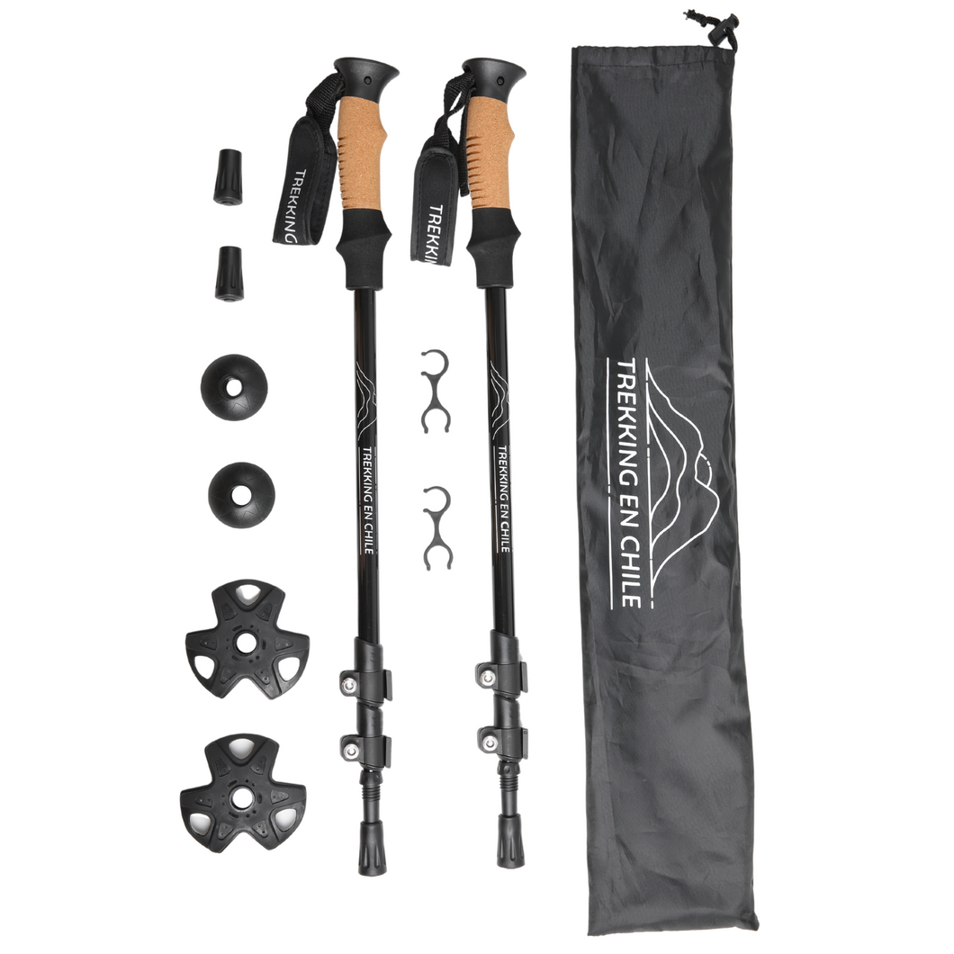 Bastones de Trekking Aluminio Negro (2 UNIDADES)